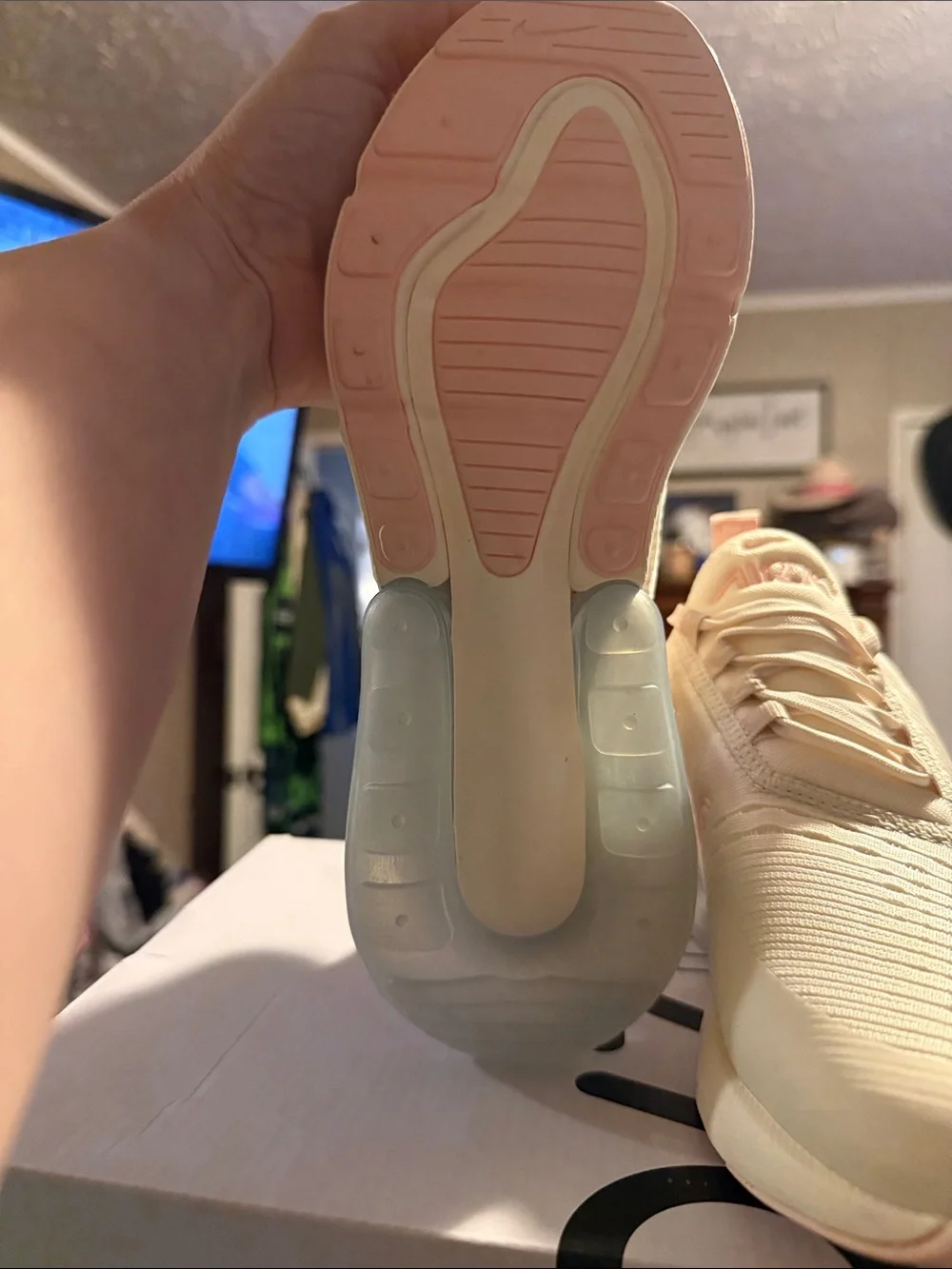 Nike Women's Air Max 270 Sneakers - Cream with Soft Pink Accents